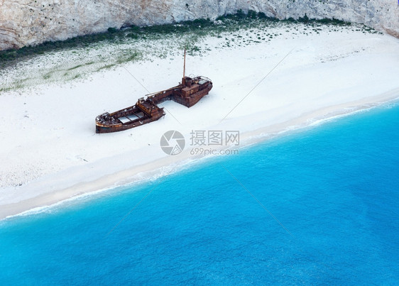 纳瓦吉奥湾的顶端景色夏季海岸线景色希腊Zakynthos爱奥尼亚海图片