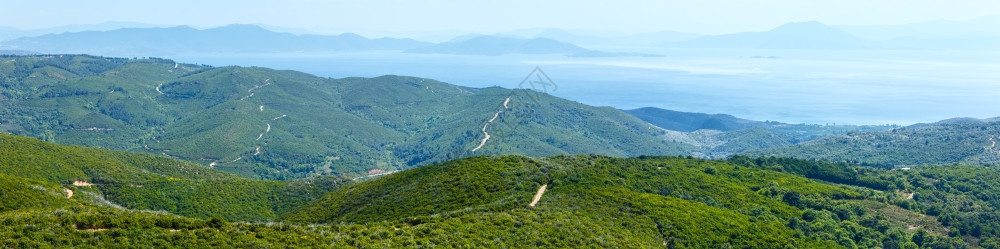 从山顶的爱琴海夏季景色希腊图片