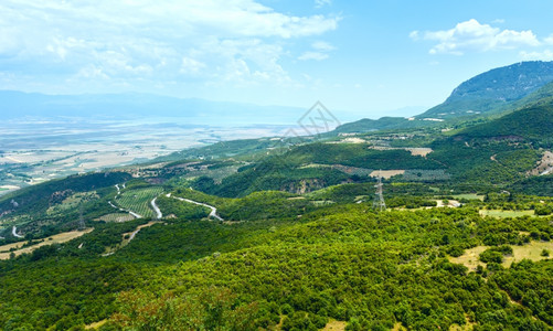 从山顶的爱琴海夏季景色希腊图片