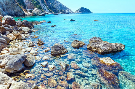 佩塔尼海滩夏季风景希腊基法罗尼亚图片