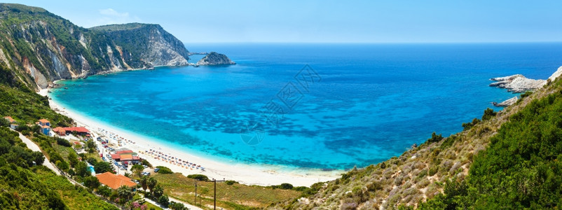 佩塔尼海滩夏季全景希腊基法罗尼亚所有人都不承认图片