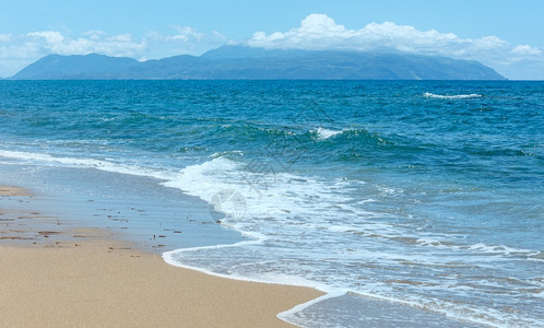 海滩希腊莱夫卡达爱奥尼亚海的夏季景图片