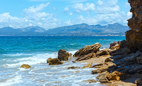 海滩希腊莱夫卡达爱奥尼亚海的夏季景图片