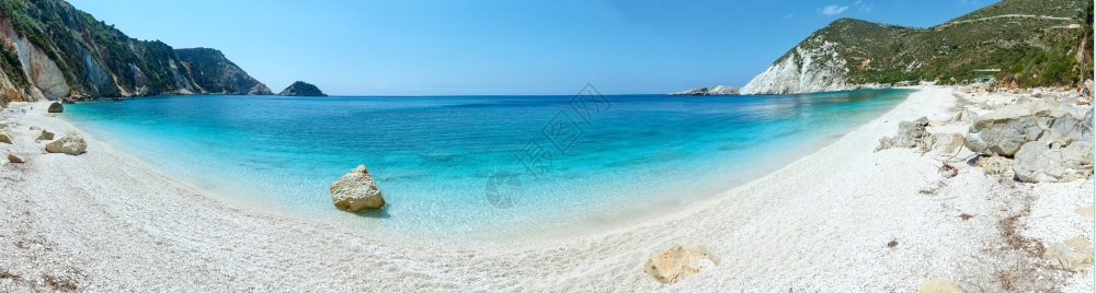 佩塔尼海滩希腊基法罗尼亚夏季海岸全景图片