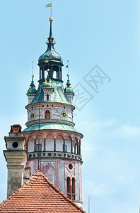 CeskyKrumlov城堡塔捷克可追溯到1240年图片