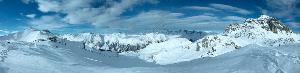 雪地度假村SilvrettaAlps风景奥地利蒂罗尔州IschglAGIschgl全景所有人都无法辨认图片