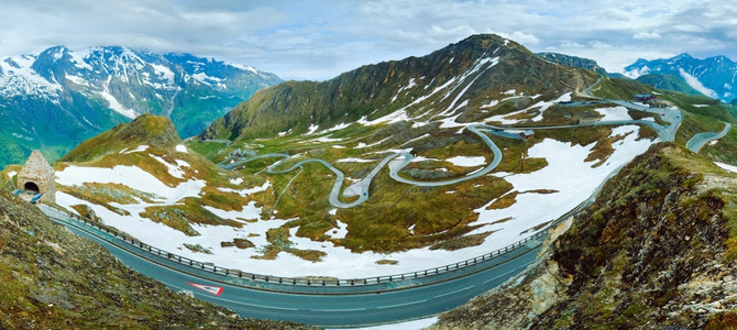 从格罗斯洛克纳高山公路观看夏季阿尔卑斯山景图片