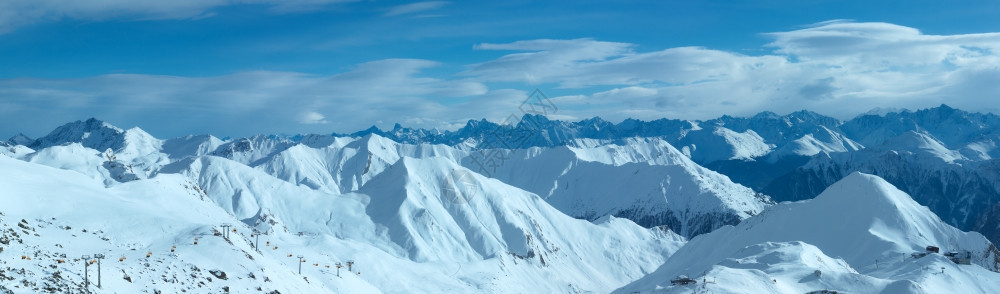 雪地度假村SilvrettaAlps风景奥地利蒂罗尔州IschglAGIschgl全景所有人都无法辨认图片