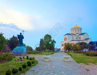 圣弗拉基米尔教堂克森索斯古老城镇塞瓦托波尔克里米亚乌兰里米亚图片