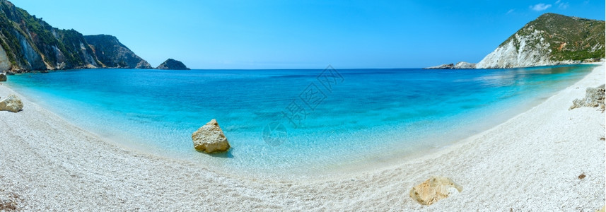 佩塔尼海滩希腊基法罗尼亚夏季海岸全景图片