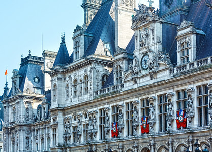 法国巴黎市政厅德维尔酒店建于1538年792年重建TheodoreBallu和EdouardDeperthes建筑师图片