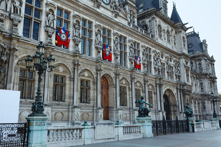 法国巴黎市政厅德维尔酒店建于1538年792年重建TheodoreBallu和EdouardDeperthes建筑师图片