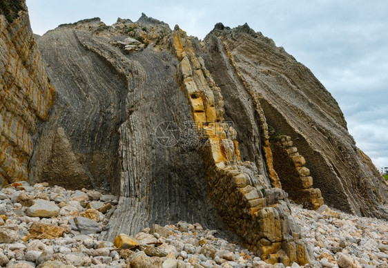 西班牙坎塔布里亚皮拉戈斯Portio海滩岩石详情图片