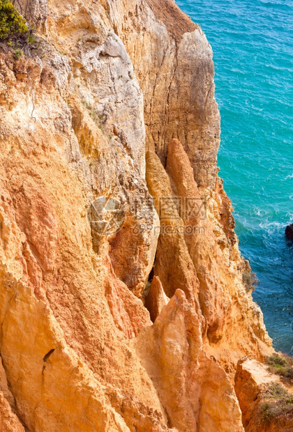 大西洋海岩石岸观察PontadaPiedade拉各斯阿尔加夫葡萄牙图片