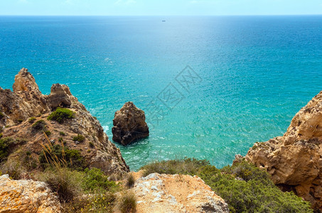 大西洋岩石海岸夏季观测拉戈斯阿尔加维葡萄牙图片