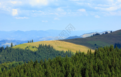 山坡上有森林的夏季山地景观喀尔巴阡山乌克兰最高霍夫纳区伊万诺弗兰基夫斯克地区图片