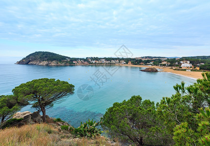 拉福斯卡海滩夏季早晨景观帕拉莫斯吉罗纳布拉瓦海岸西班牙图片