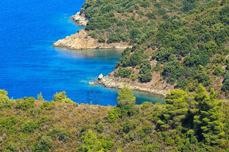 爱琴海岸风景与水的平面迦勒基迪希腊图片