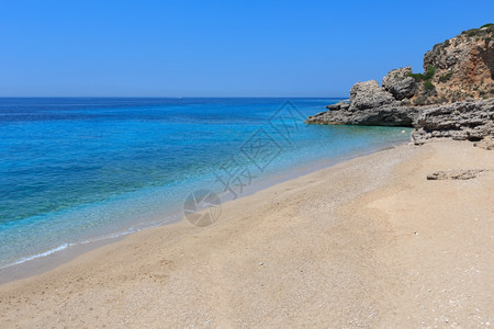 阿尔巴尼亚的陆制海滩夏季爱奥尼亚海滨风景图片