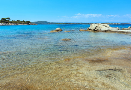 爱琴海岸风景来自Karidi海滩希腊迦勒基迪图片