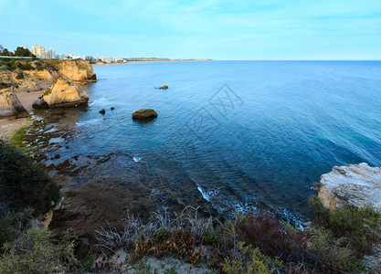 BeachPraiadosBeijinhos夏季夜视大西洋海岸景观拉果亚阿尔加韦葡萄牙图片