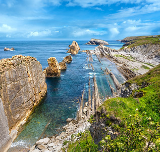 ArniaBeach西班牙大洋海岸风景天空多云两针缝合图象图片