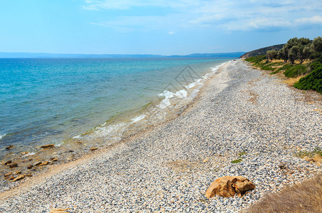 夏季海景有毛利滩酒吧GomatiHalkidiki希腊图片