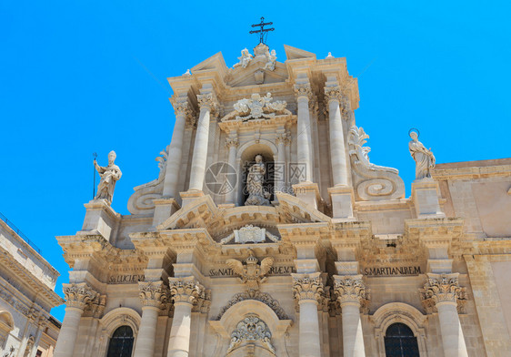 锡拉库萨大教堂意利西里锡拉丘兹市的奥蒂加岛教科文组织世界遗产址西里美丽的旅游照片图片