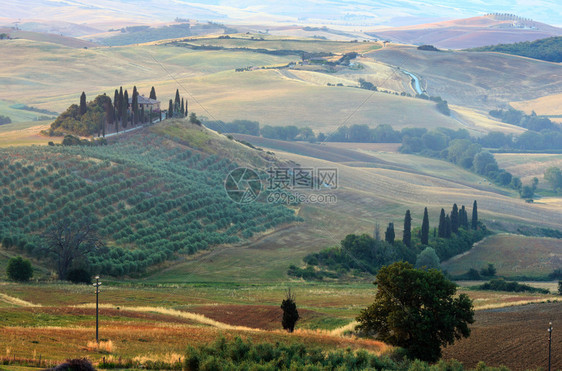 意大利托斯卡纳夏季清晨乡村美丽的景色图片