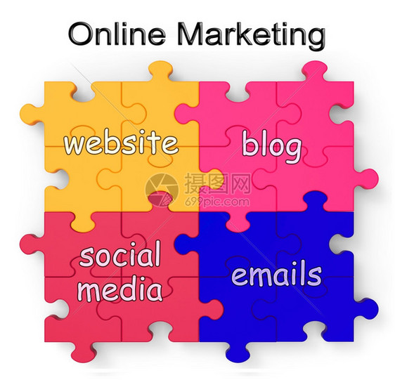 在线营销图解展示网站博客社交媒体和电子邮件图片