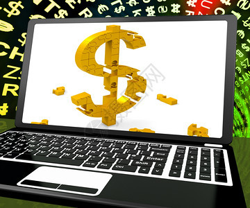 笔记本电脑显示在线货币兑换和美国收入背景图片