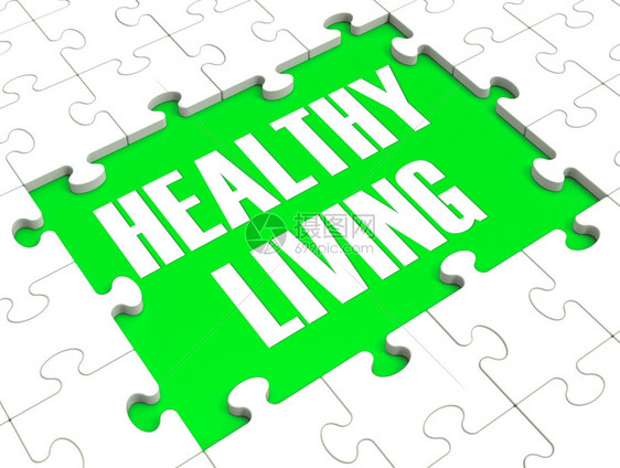 健康生活拼图显示健康饮食和锻炼图片