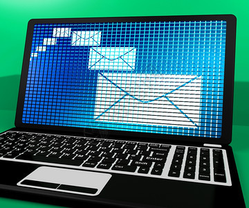 膝上型计算机显示电子邮件或联系人的电子邮件图标膝上型计算机显示电子邮件或联系人的电子邮件图标图片