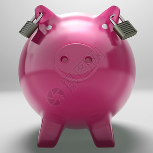 带有锁定耳朵的小猪库显示货币保护或有障储蓄图片