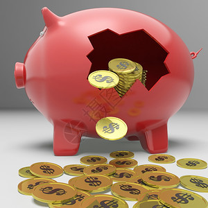 破碎的小猪银行显示金融存款或财富图片