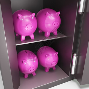 公开安全猪展示储蓄和银行帐户图片