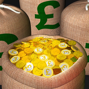 展示英国繁荣和经济的一袋硬币图片