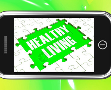 健康在智能手机上生活显示健康饮食和医疗图片