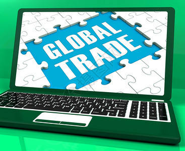 全球贸易膝上型计算机展示世界国际商业背景图片