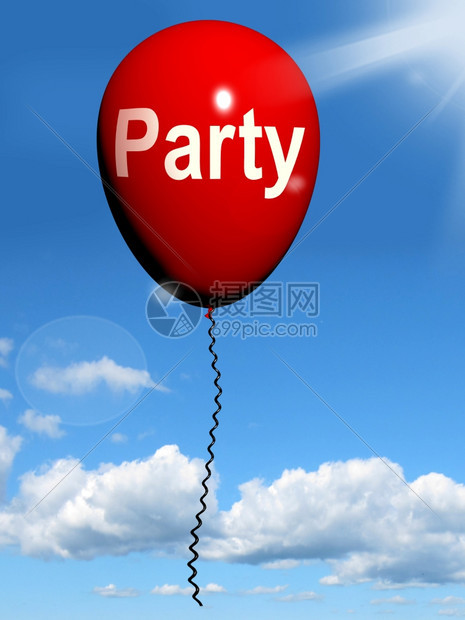 红气球在天空庆祝或党中的气球代表活动和庆祝图片