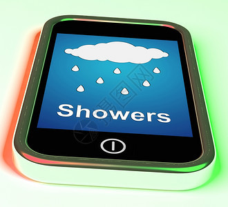 移动智能手机显示雨天气预报背景图片