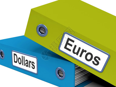 账单和发票文件显示会计和支出美元欧文件夹显示全球货币兑换图片