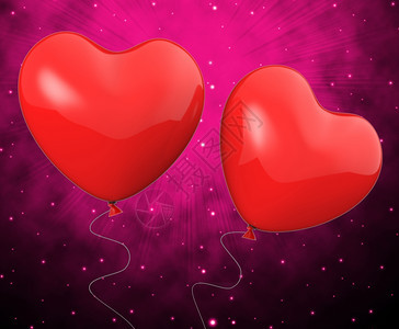 心脏气球显示相互吸引的爱与情感图片