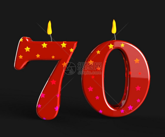 70个蜡烛代表特别周年纪念或生日派对图片