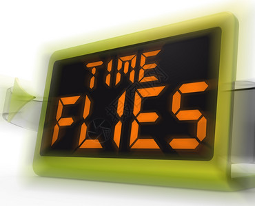 时间钟显示迟到和时间飞过数字钟意味着繁忙和匆图片