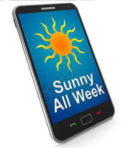 手机显示阳光天气预报手机定位时的阳光周全天候热气背景图片