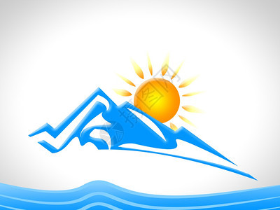 太阳指示冬雪和阿尔卑斯山图片