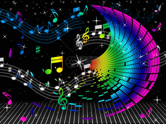 音符颜色表示高音谱号和频谱图片