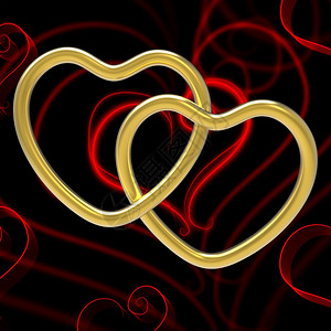 代表心脏形状和珠宝的结婚戒指图片