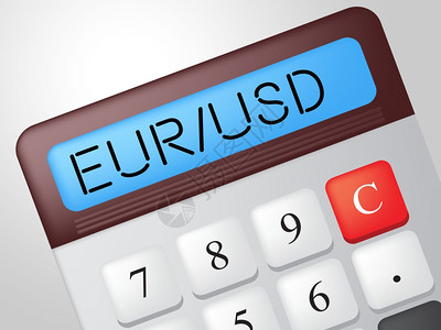 EurUsd代表欧元签名和银行业务计算器背景图片